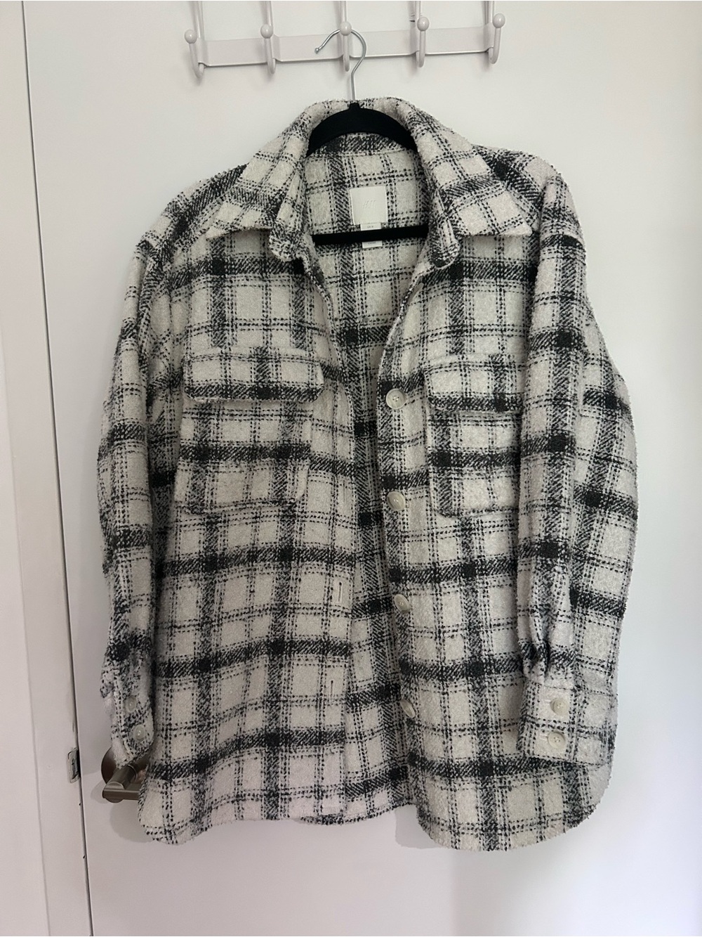 H&M Black & White Plaid Utility Shacket